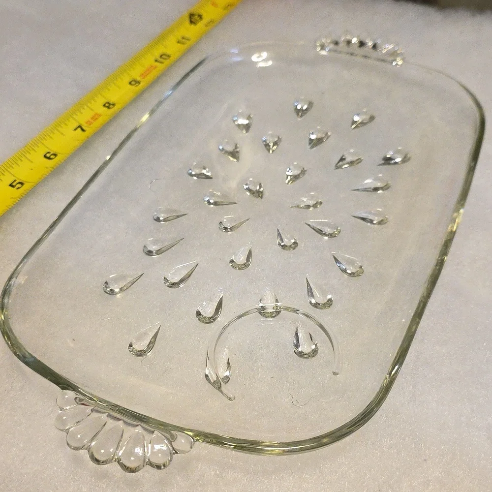Antique Teardrop Glass Tray For Dining Or Vanity - Picture 3 of 11